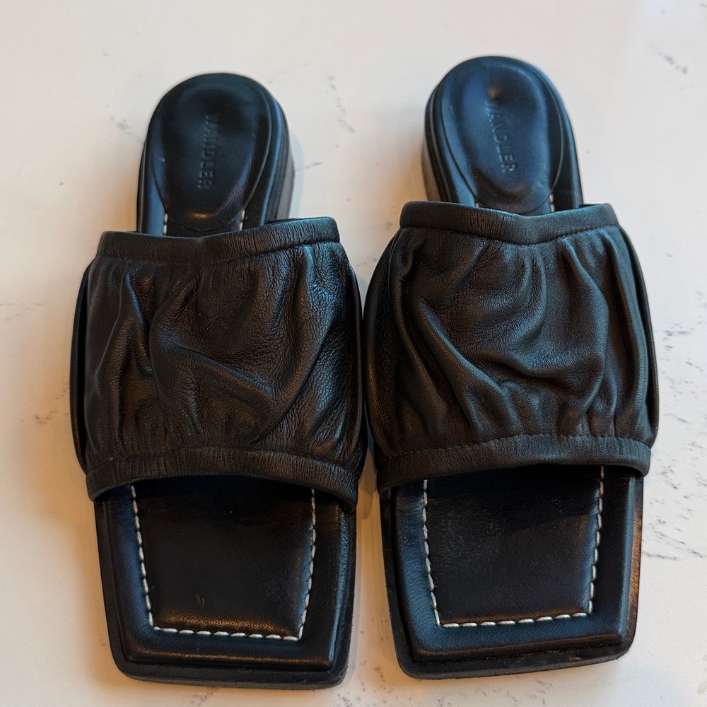 Wandler Mila Puffy Lambskin Flat Sandal Slip-On Mule Black Color Size 38 US 8.5 - Picture 7 of 15